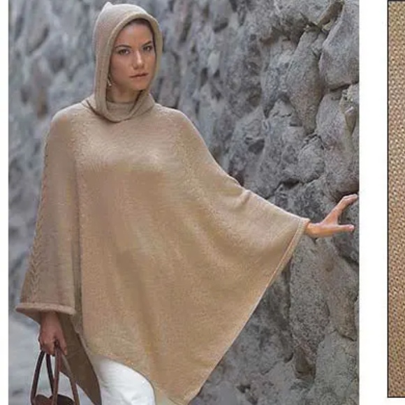 Novica Sweaters - Novica Alpaca Hooded Poncho Sweater